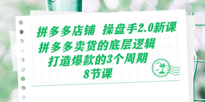 （10859期）拼多多店铺 操盘手2.0新课，拼多多卖货的底层逻辑，打造爆款的3个周期-8节-九零网创