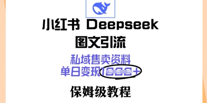小红书Deepseek图文引流，私域售卖资料，单日变现多张，保姆级教程-九零网创