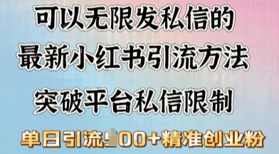 最新“摆烂式”引流打法，小红书私信引流，单天引流100+-九零网创