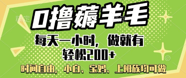 0撸薅羊毛，每天一小时，做就有轻松2张，小白宝妈，上班族均可做-九零网创